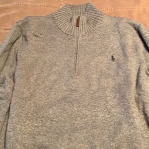 Men’s Gray Polo by Ralph Lauren Double Knit Quarter Zip Pullover